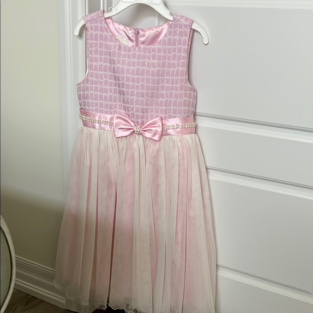 American Princess Pink and White Sleeveless Sundress for Wedding Guest